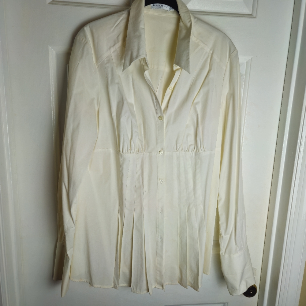 DIFFERENCE Paris Women Cream Feminine  Pleated Blouse Size 14